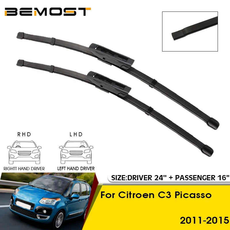 

Car Wiper Blades For Citroen C3 Picasso 2011-2015 Windshield Windscreen Front Window Blades 24"+16" Car Accessories