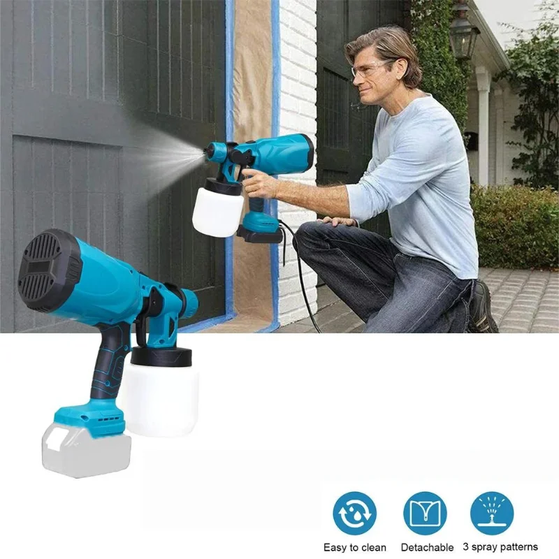 1000 ML Electric Spray Gun Handheld Cordless High Power Electric Paint Sprayer Home DIY Easy Spraying For Makita 18V Battery