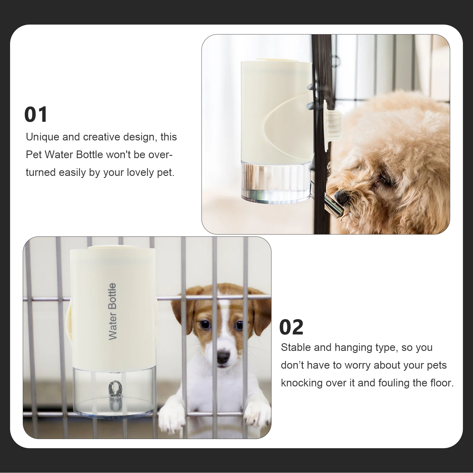 

Leak Proof Pet Dispenser Durable No Spill Water Bottle Easy Clean Safe Material Hanging Type For Cat Dog Hamster Cage Pet