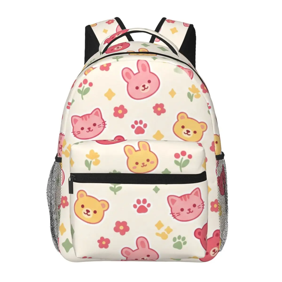 Lovely Cute Casual Backpack Diagonal Animal Flower Paw Soft Kawaii Cream Strawberry Pink Butter Yell Cute Daypack for College
