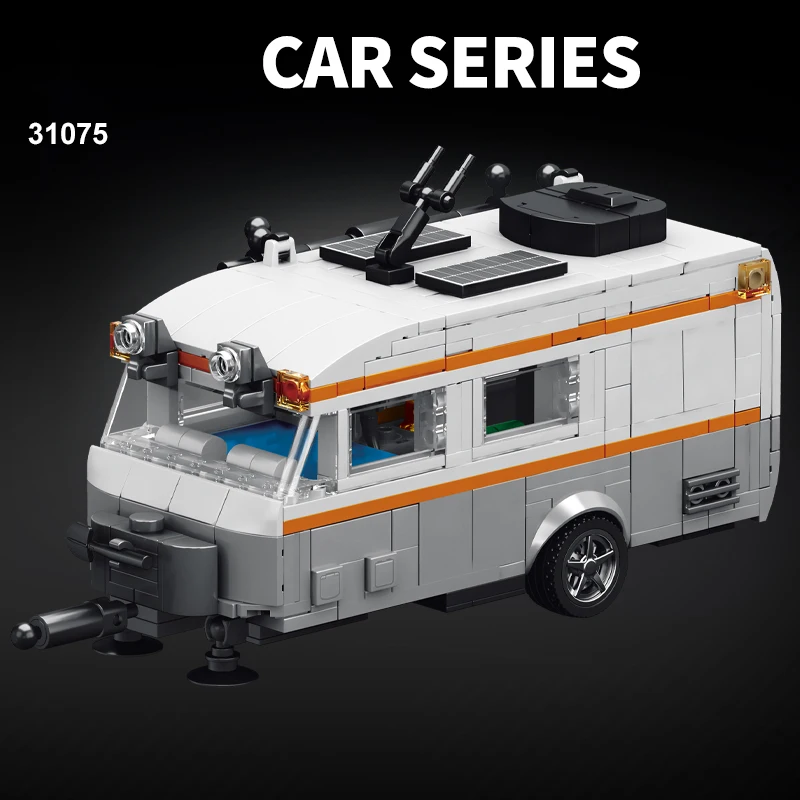 MOC Universal Tow Hook Caravan Building Blocks Set, Toys Car Model Ornament, Educational Model Assembly Toys Kit, Birthday Gift