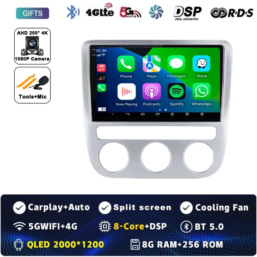 Android 15 autoradio multimedia 4G WIFI Carplay GPS navigatie voor Volkswagen VW Scirocco EOS 2009 2010 2011 2012 2013 2015 2016