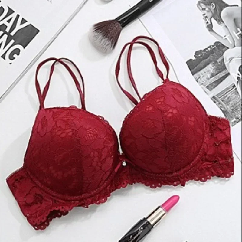 1 Set Elegant Lace Embroidery & Breathable Fabric Lingerie Set: Push-Up Bra, Drop Waist Sheer Panty - Ultimate Valentine's Day