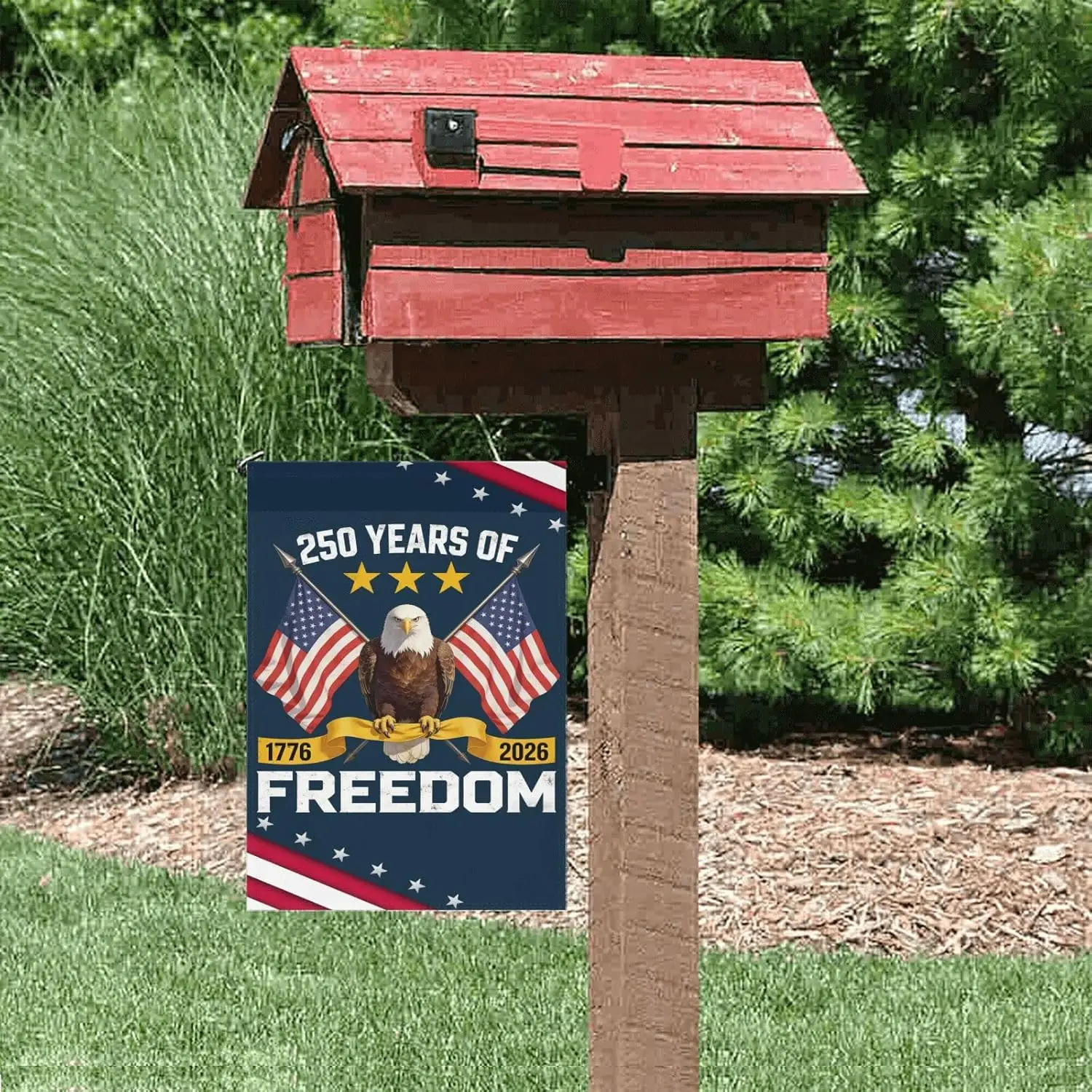 1776-2026 USA 250th Anniversary Garden Flag, Double-Sided Eagle Design Patriotic Banner, 250 Years Commemorative Decor, 12 x GGO