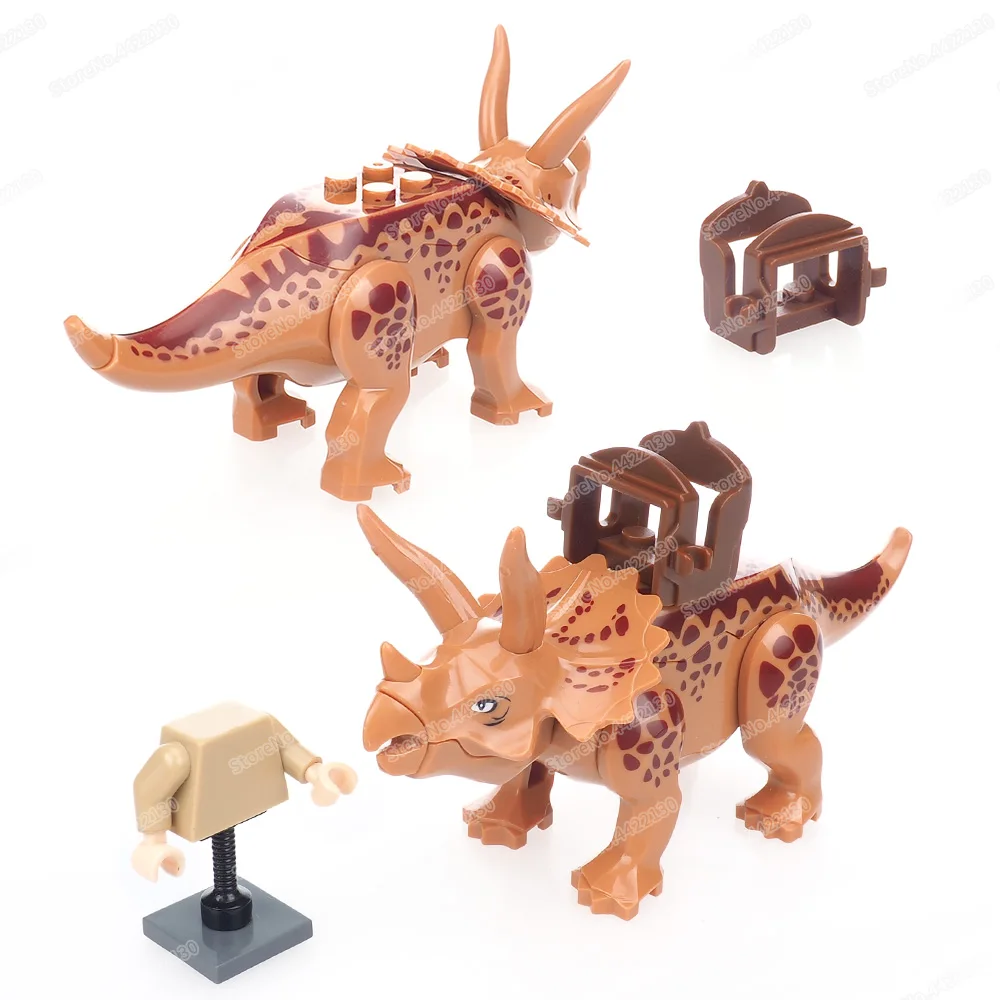 Dinosaur World Triceratops Knight Set Building Block Moc Figures Training War Dragon Assemble Scenes Model Child Gifts Boy Toys