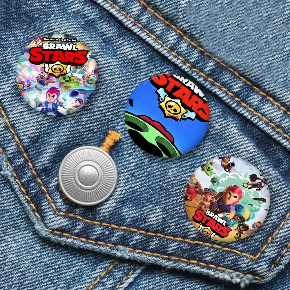 Funny B-Brawl Games S-Stars Anime 32/44/58MM Customizable Button Pins Cute Funny Creative Badge Jewelry Decor Gifts for Friends