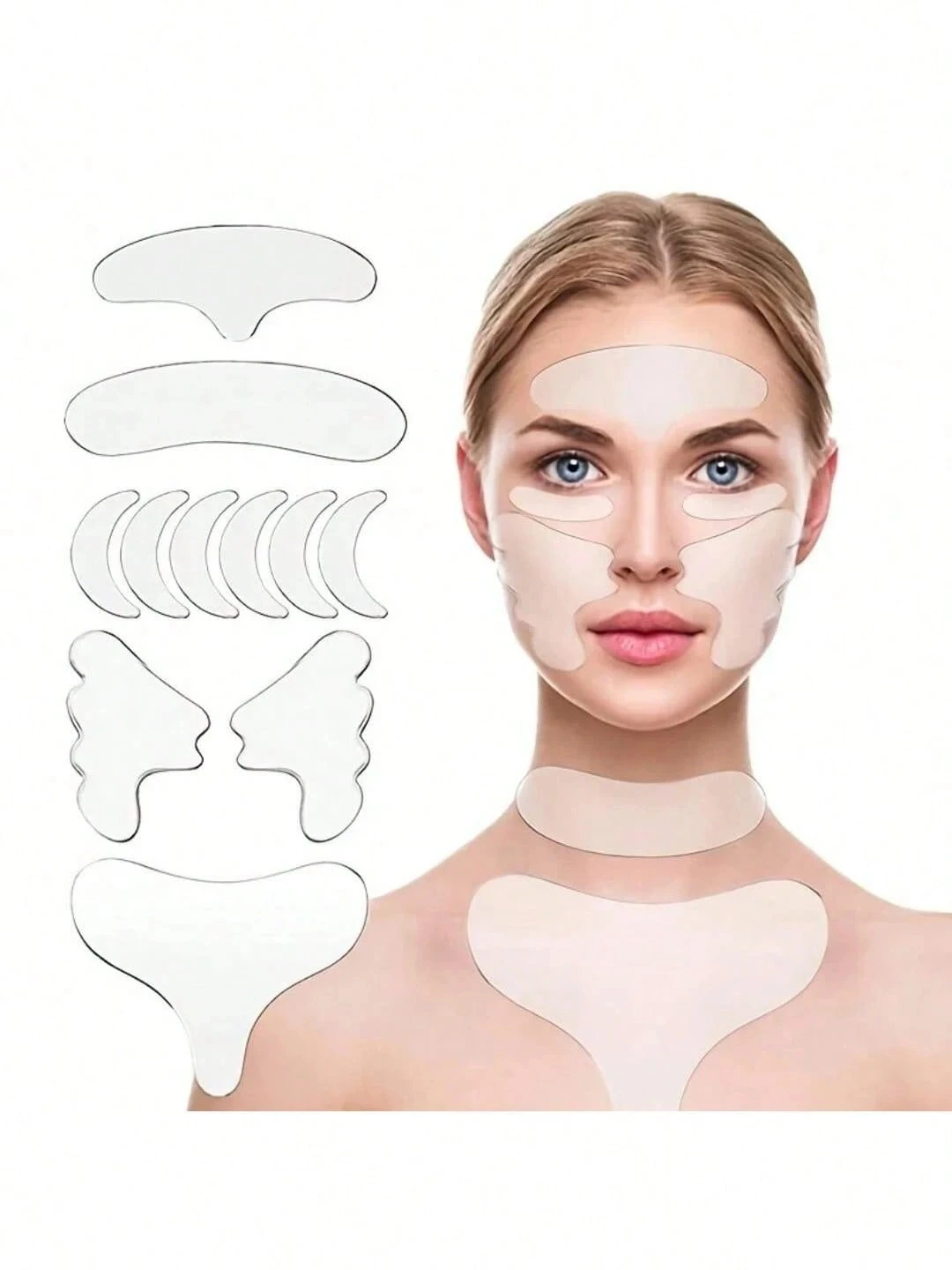 Juego de 4/5/11/16 Uds. De parches antiarrugas de silicona, pegatinas transparentes para suavizar y levantar la piel, Estiramiento facial reafirmante para eliminar arrugas