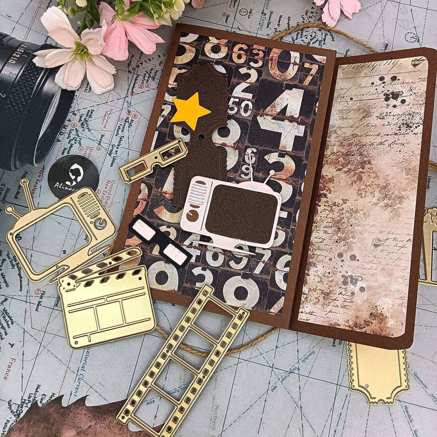 Alinacutle Film-Set, Metall-Stanzform, geschnitten, für Geschenk, Papier, Handwerk, handgefertigte Kartenherstellung, DIY-Grußkarten, Scrapbooking und Album