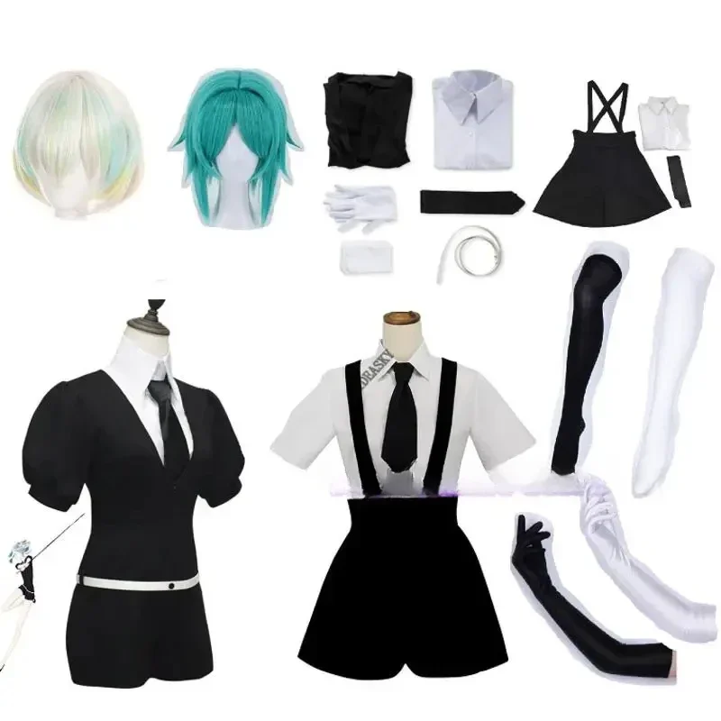 Anime Land Of The Lustrous Diamond Houseki No Bort Kuni Jade Yellow Cosplay Costume Playsuit Outfits Uniforms Suits Wig xs-xxxl