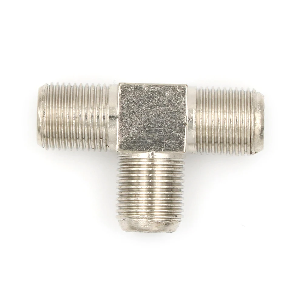 New Thread F Socket T Splitter Adaptor Cable TV Aerial Freeview Virgin Media Silver