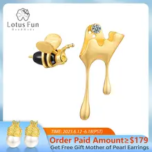 925 Sterling Silver Bee and Honey Earrings #6