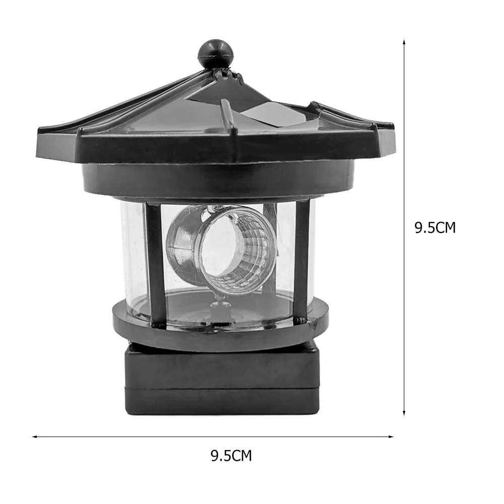 Lighthouse Solar LED Light Fence Decor Smart Sensor Beacon Rotating Beam Lamp