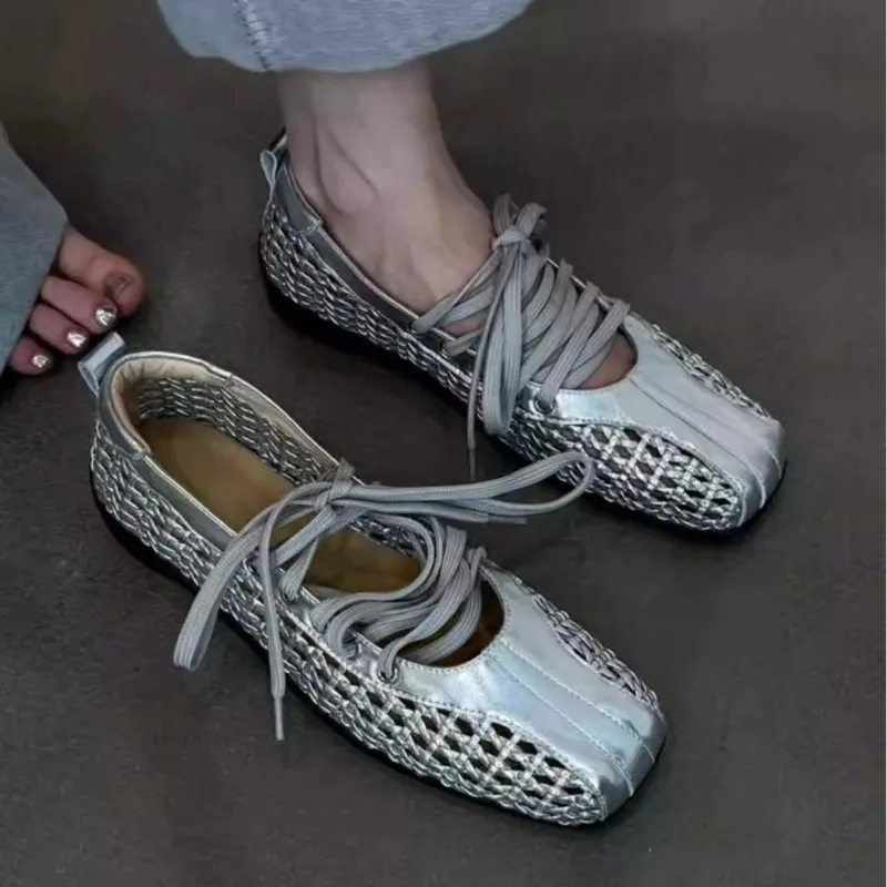 

Fashion Flat Mary Jane Shoes for Women Square Toe Comfortable Soft Sole Ballet Shoe Shallow Mouth Single Shoes Women's Sandals