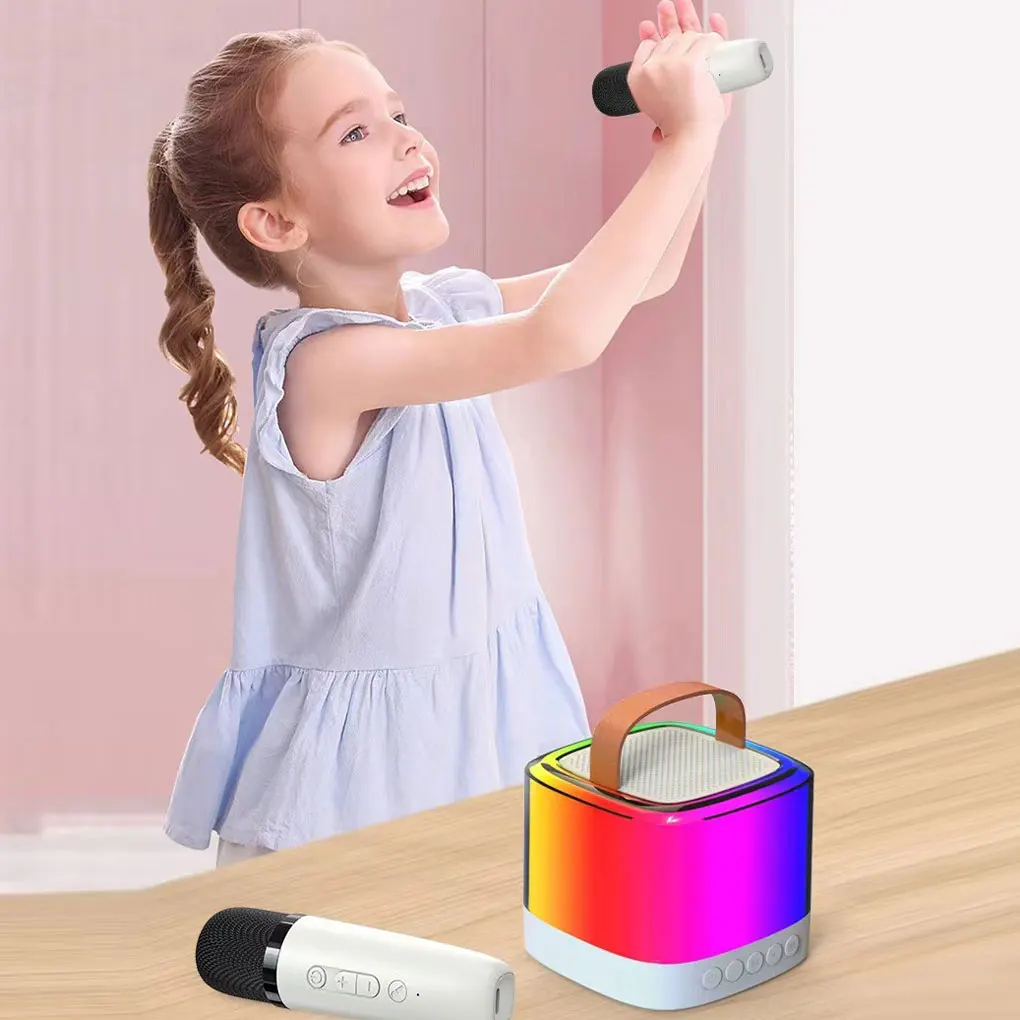 Children’s mini machine, adult - Bluetooth speaker 2 wireless microphones, suitable for gifts for girls and over years