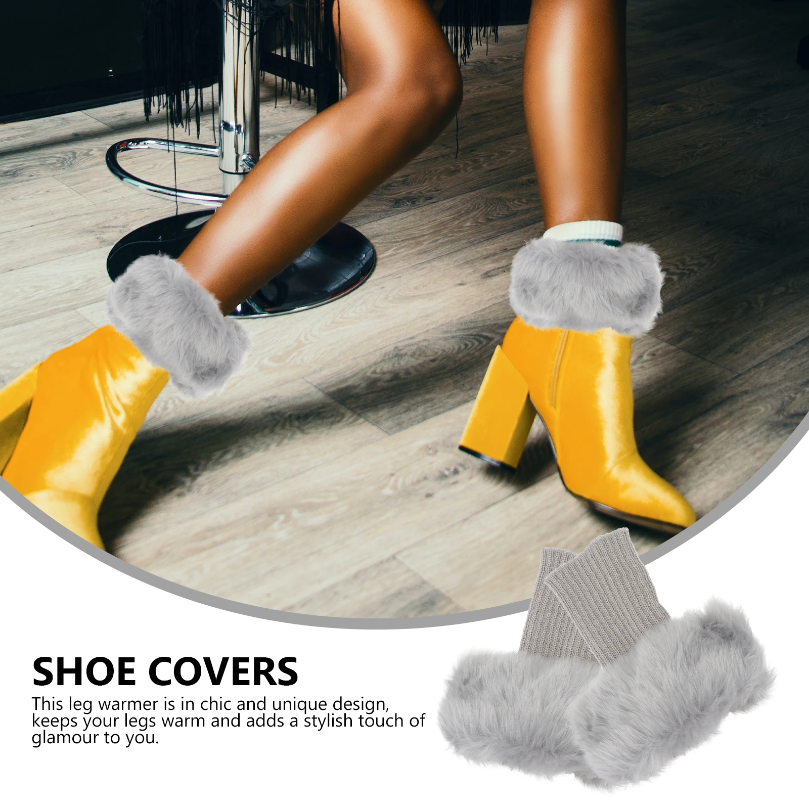 

Short Thermal Socks Warm Cover for Women Light Grey Color Winter Boot Shoe Leg Fashion Accessory Keep Warm Sock