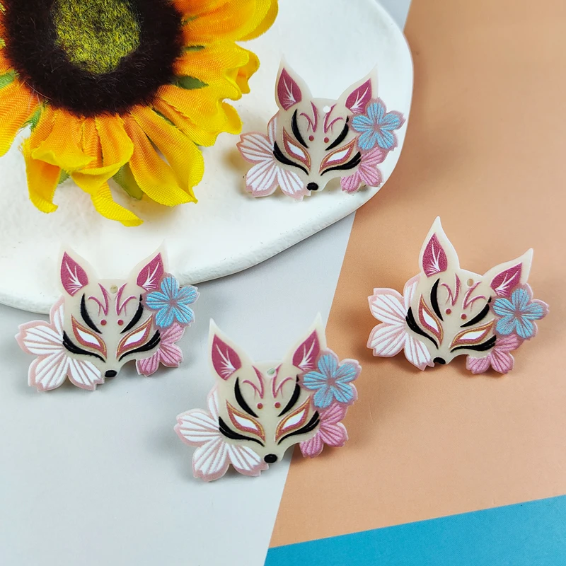 ApeUr 10pcs/pack Flowers Fox Acrylic Charms For Jewelry Making Accessory Keychain Earring Animals Pendant DIY