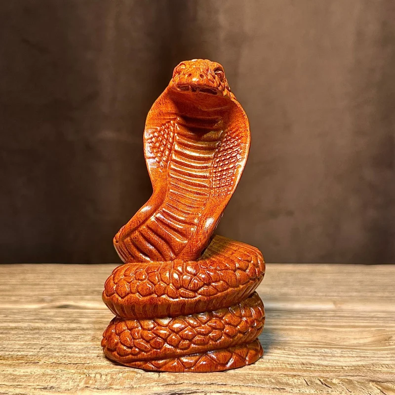 Rosewood Carved Ornament Solid Wood Zodiac Snake King Three-in- Six-in-One Home Living Room Desktop Decoration