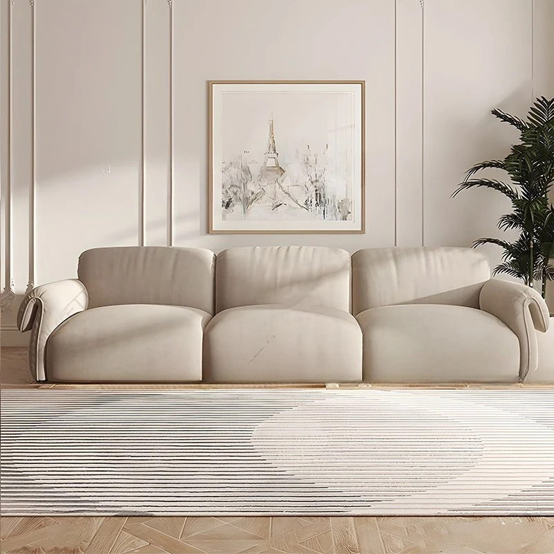 French retro octopus straight row sofa simple modern living room combination