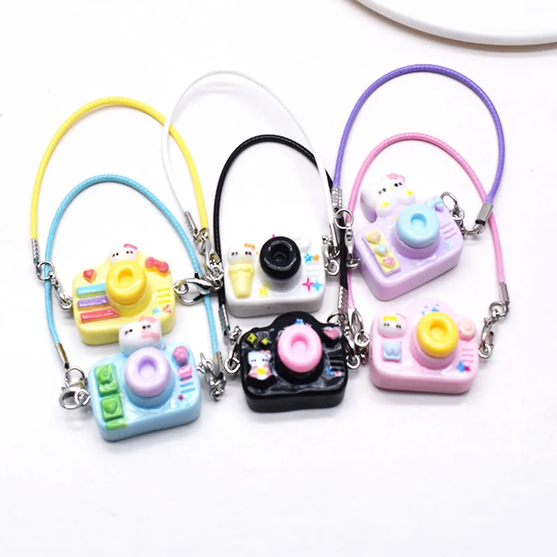 レジン製吊り下げロープカメラポップコーンチョコレート複数レジンペンダントDIYドールペンダントバッグペンダント