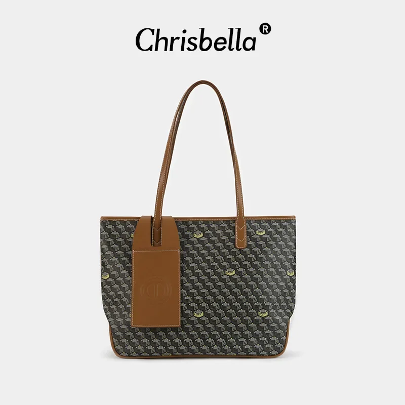 Chrisbella European and American old flowers full of large-capacity commuter women's horizontal tote bags