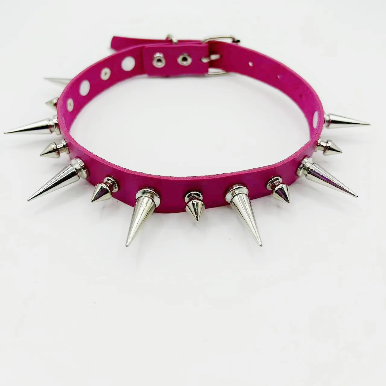 Damen-Gürtel, Punk, Gothic, sexy, schwarz/rosa/weiß/lila, mit Stacheln, aus Kunstleder, Y2K-Halskette, geeignet für Damen, für Partys. – Detail 10