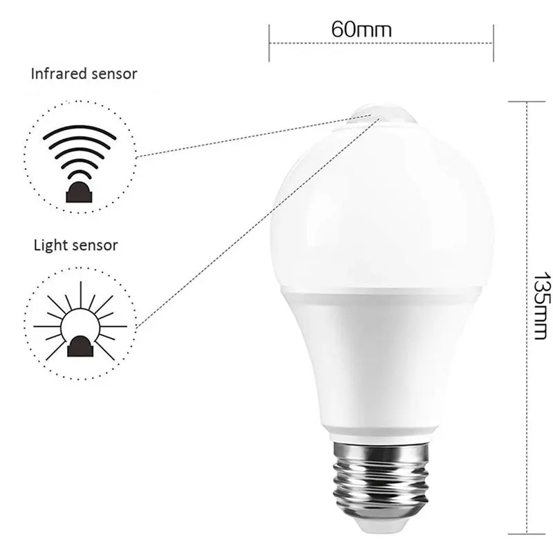 AT51 20X 12W Motion Sensor Light Bulb,Outdoor/Indoor Movement Activated Security LED Bulb,1000LM,E26/B22,3500K Warm White