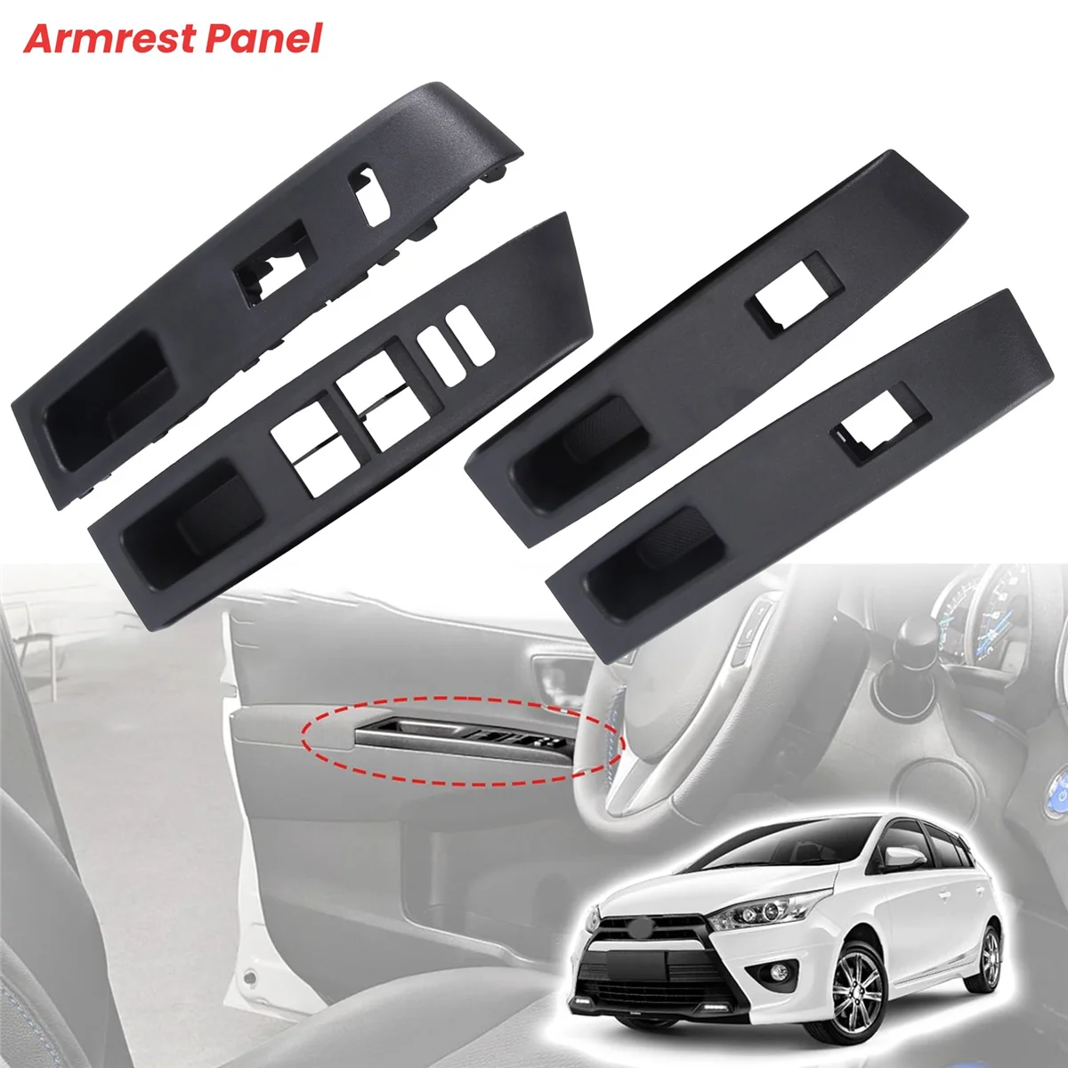 Car Front Rear LH&RH Armrest Upper Panel for Toyota Vitz Yaris 2010-2014 LHD 74231-52660-C0,