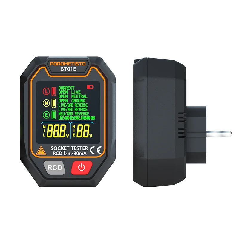 Imagem -06 - Digital Socket Tester Pro Teste de Tensão Soquete Detector Linha Zero Plug Verificação de Fase Polaridade Rcd 30ma Eua Reino Unido ue St01