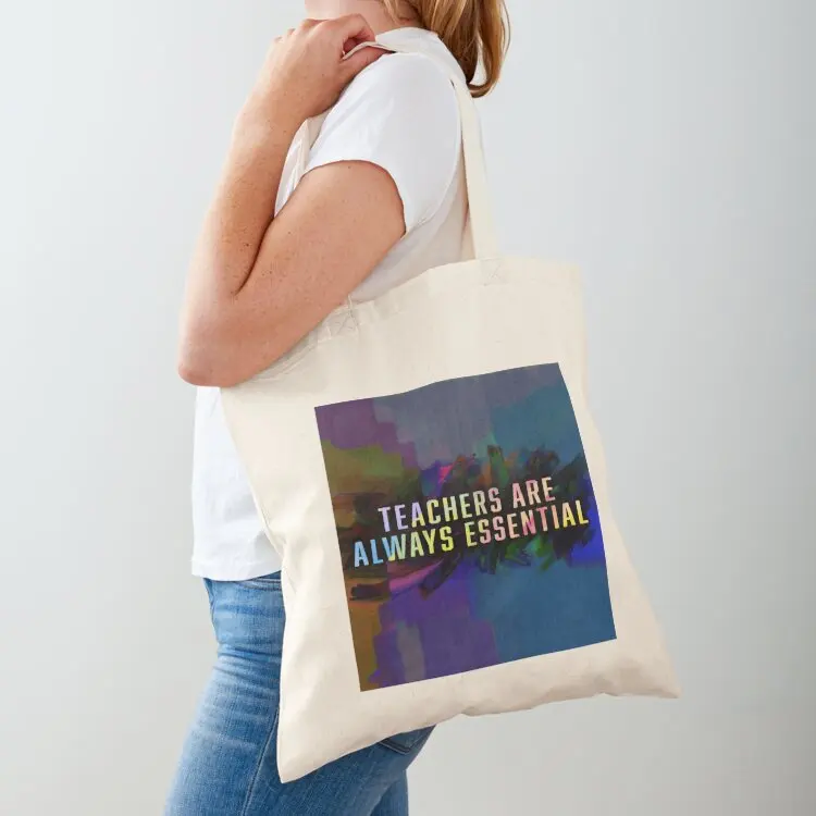 

TEACHERS ARE ALWAYS ESSENTIAL: dark contrast Tote Bag free delivery bags reusable shopping bag Women's shopper bag tote men