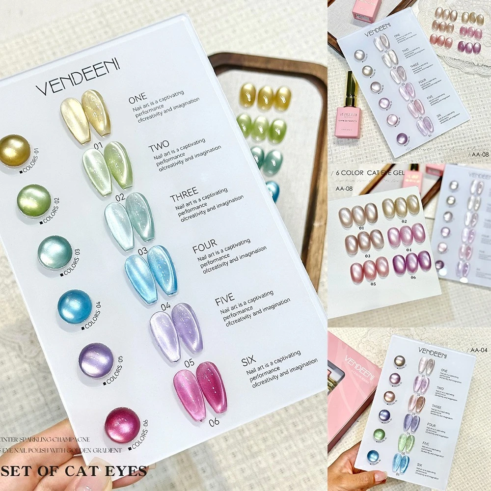 

6Colors 15ml Gold Pink Blue Cat Eye Nail Gel Polish Gel UV LED Semi Permanent Glitter Gel Varnishes Nail Art for Manicure