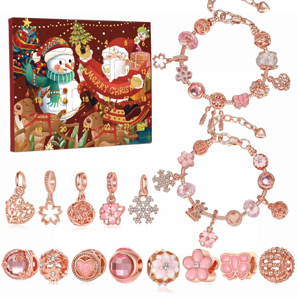 Christmas Diy Bracelet Beaded Blind Box Rose Gold Jewelry Gift Calendar Advent Graduates Day Gift