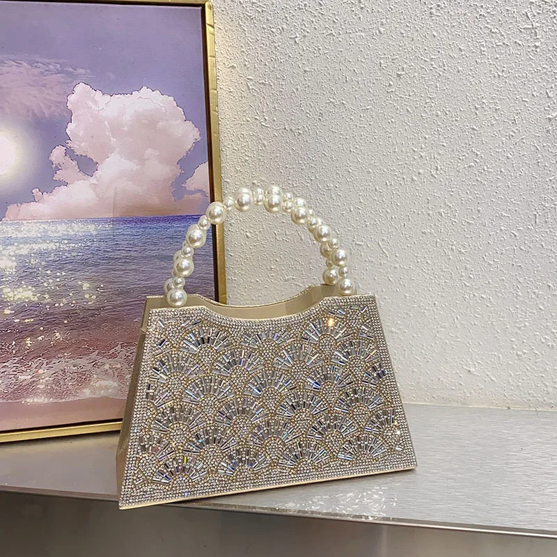 

Glitter Shiny Diamond Clutch Purse Wedding Party Banquet Bag Metal Ring Handheld Women Handbag Luxury Evening Bag Shoulder Bag
