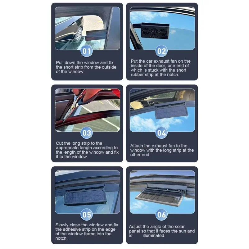 Solar Powered Car Radiator Cooling Fan With 3 Air Outlets Car Window Air Vent Fan USB Powered Auto Ventilation Fan For All Cars view 5