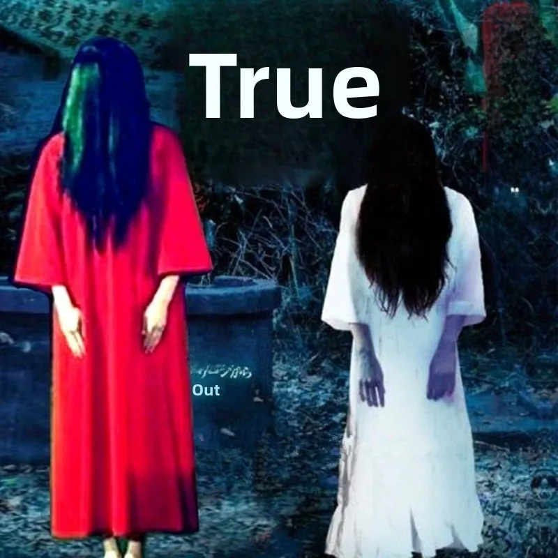 

Костюм призрака на Хэллоуин Tji, женский страшный террористический нарядный реквизит, искусственные волосы для тематических вечеринок и театральных выступлений