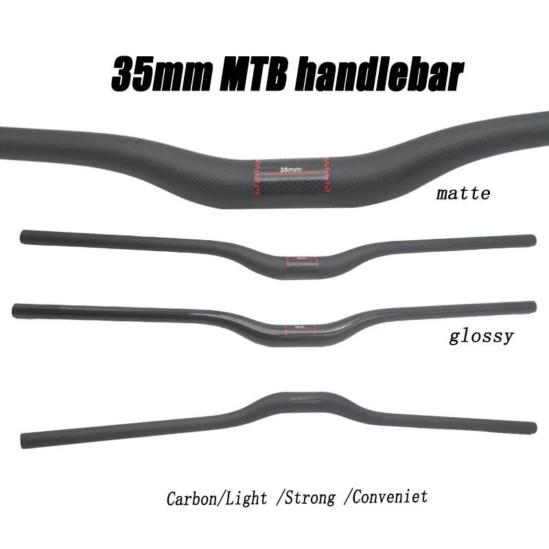 

3K Carbon Fiber Mountain Bike Handlebar 35mm Matte/Glossy Finish Height-Raised 18mm 580-800mm Riding Accessory mtb bike parts