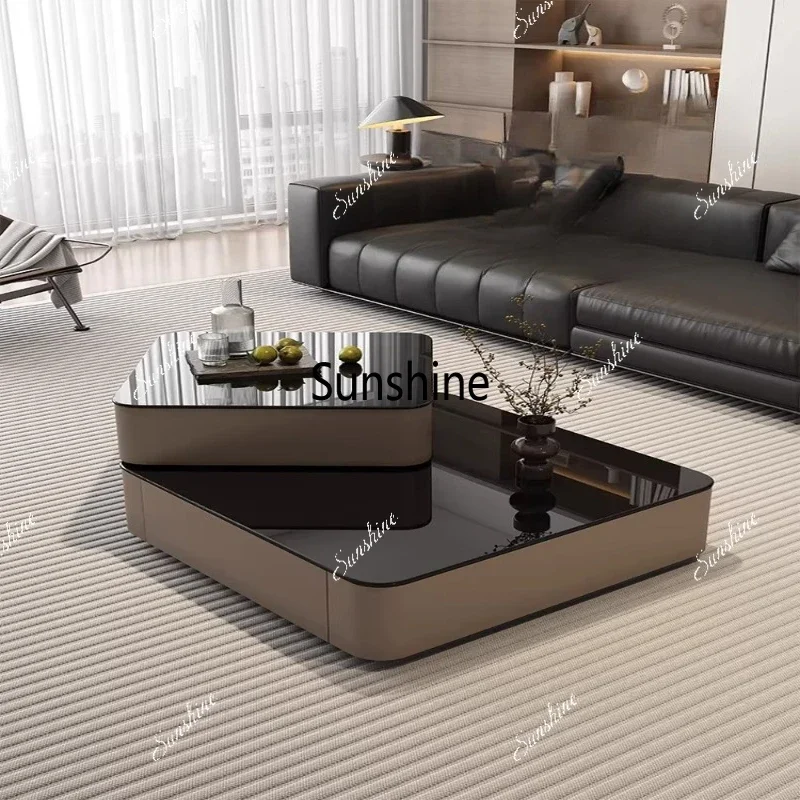 YItalian light luxury rotating coffee table living room household small apartment modern simplicity high sense design sense