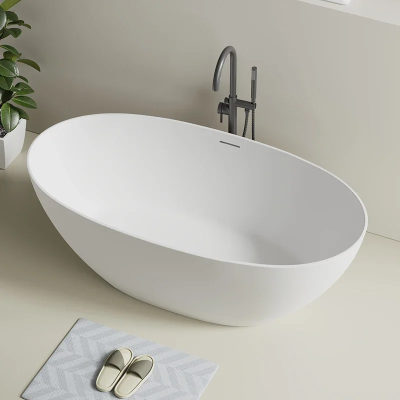 Artificial stone bathtub polymer PMMA independent small apartment hotel B & B integrated seamless oval