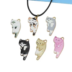 Trend Cute Cat Short Animal Pendant Choker Chain Necklace for Women Black Leather Braid Wax Cord Halloween Jewelry Accessories