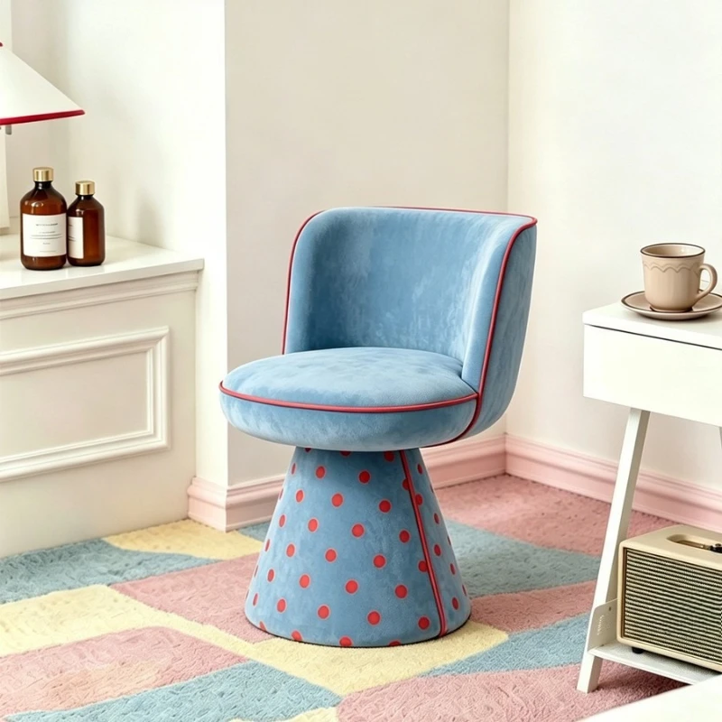 Girly heart dressing stool household backrest makeup chair round pier velvet seat bedroom simple rotating dresser chair