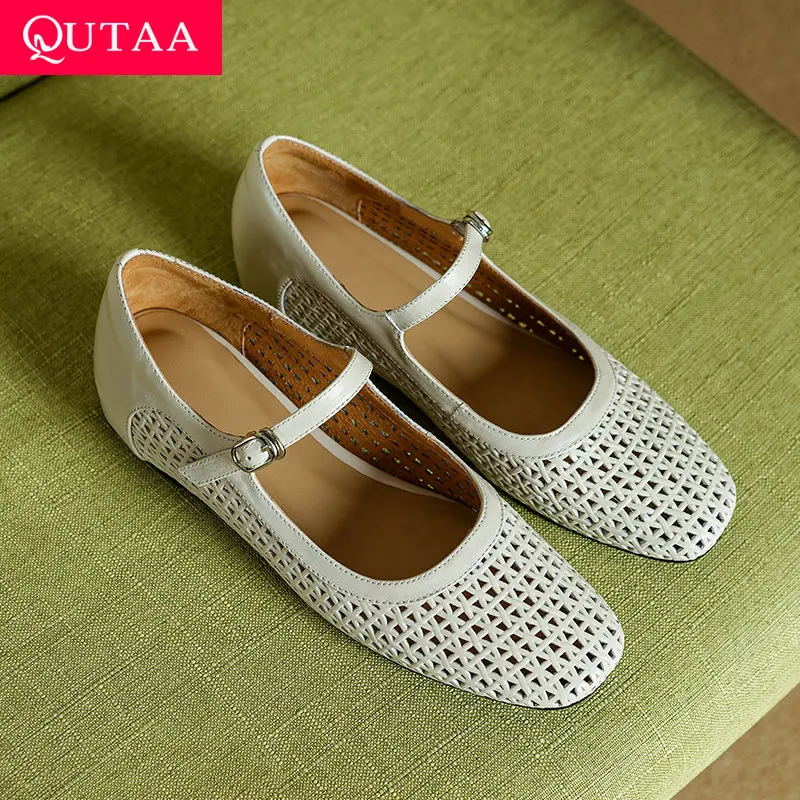 

QUTAA 2025 Fashion Summer Weaving Women Pumps Sandals Shoes Wedge Heel Casual Sexy Square Toe Shoes Dress Party Woman 34-39