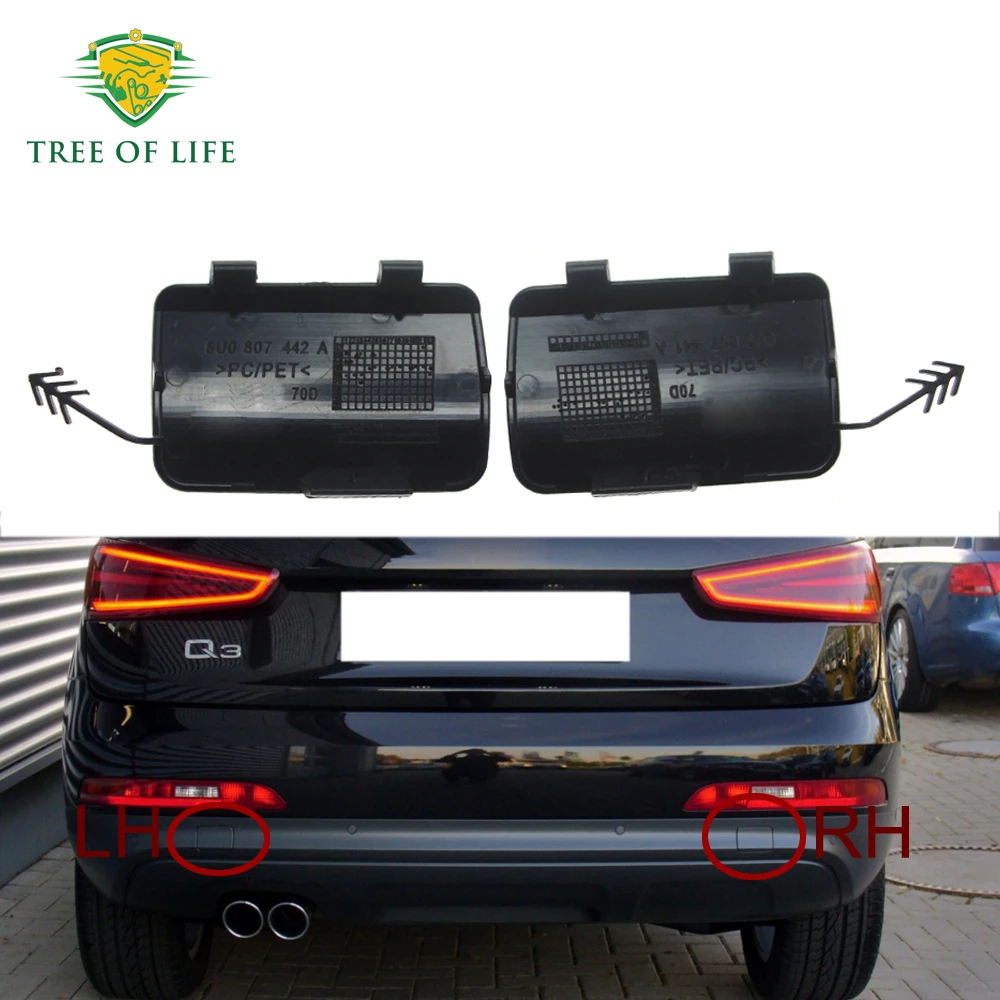 

Unpainted Car Left&Right Rear Bumper Towing Tow Hook Eye Cover For Audi Q3 2012 2013 2014 2015 8U0807441A 8U0807442A