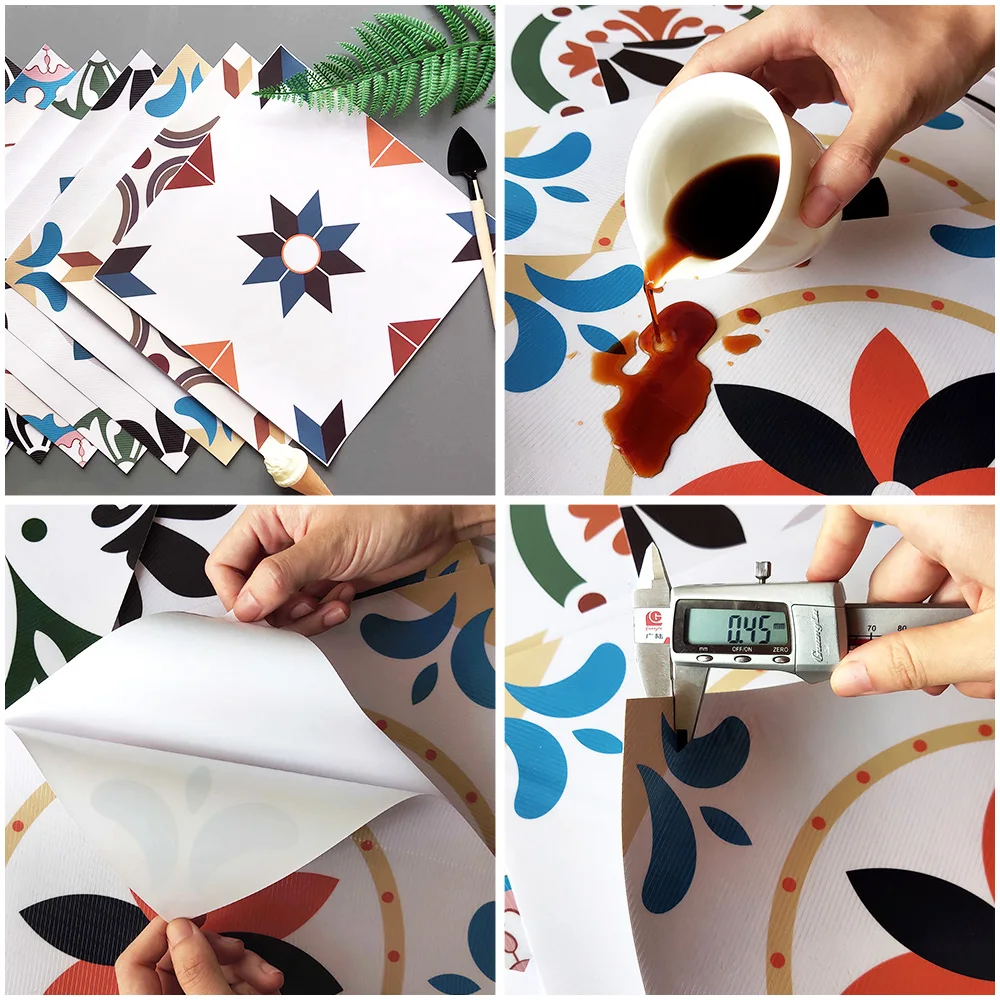 4 قطعة الكلاسيكية سميكة ذاتية اللصق ملصقات أرضية PVC متجمد مقاوم للماء جدار ودرج بلاط الشارات 30x30 سنتيمتر للديكور المنزل DIY بها بنفسك