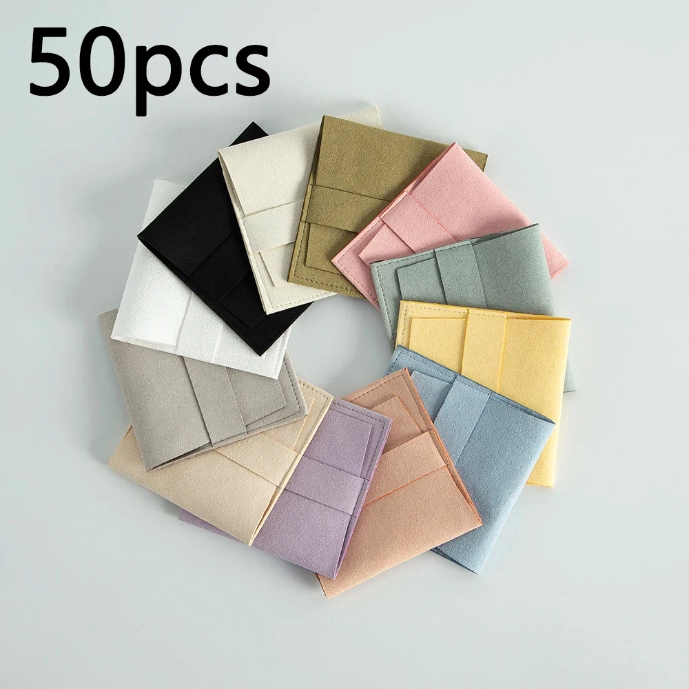 Sac en velours doux en microfibre, 50/10/1 pièces, pochettes pour cadeaux de bijoux pour collier, paquet cadeau de mariage de noël, sacs enveloppe