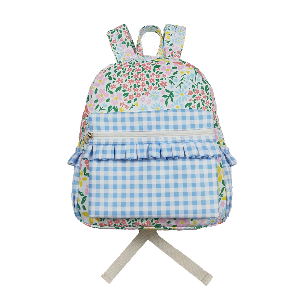 

Wholesale Baby Girl Backpack Daypack Toddler Children Floral Blue Plaid Outdoor Portable Kids Girls Boutique School Zipper Bag