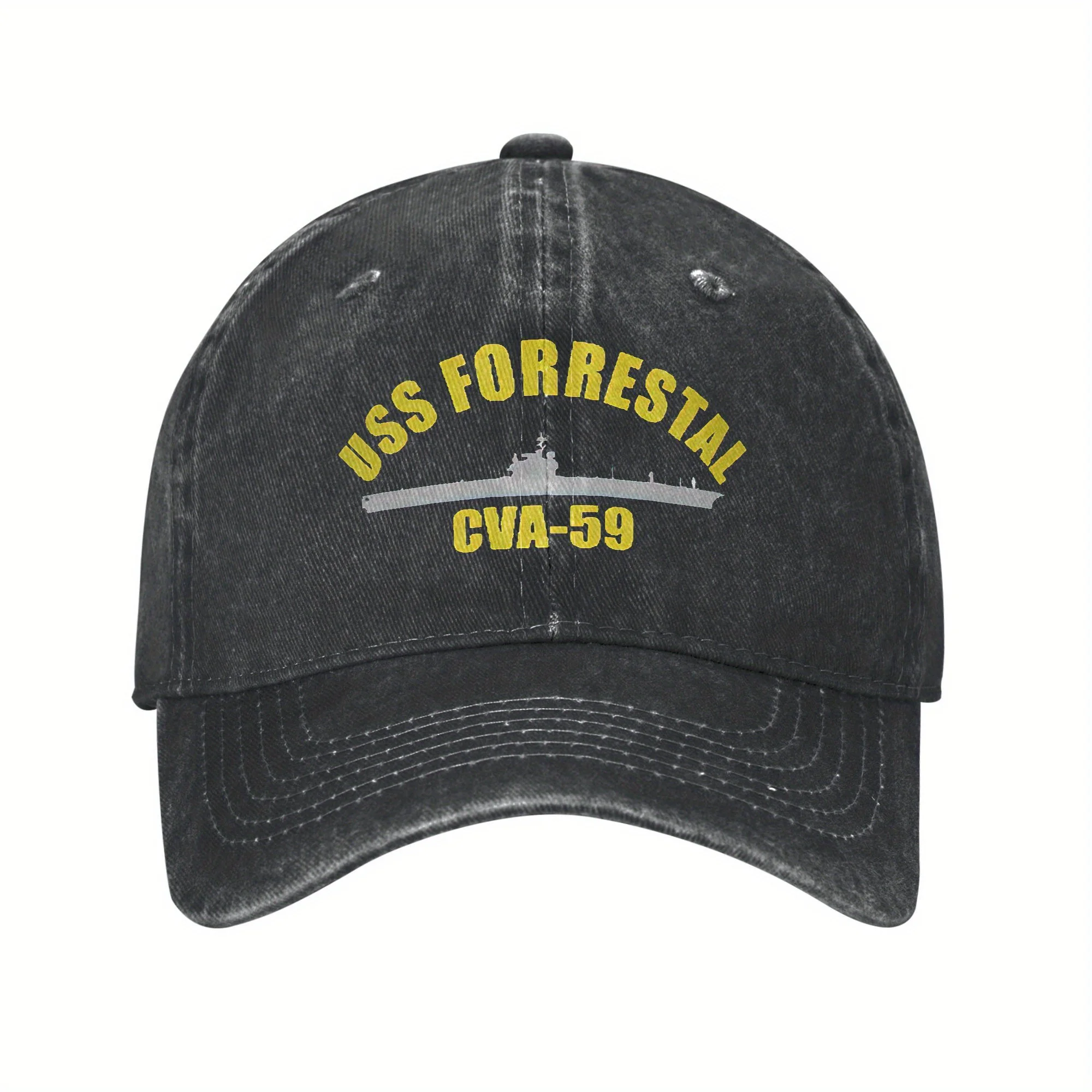 

USS FORRESTAL CVA59 Бейсбольная кепка Шляпы от солнца Унисекс Регулируемые моющиеся кепки для дальнобойщиков Модные кепки Шляпы для отца Подарок на день рождения