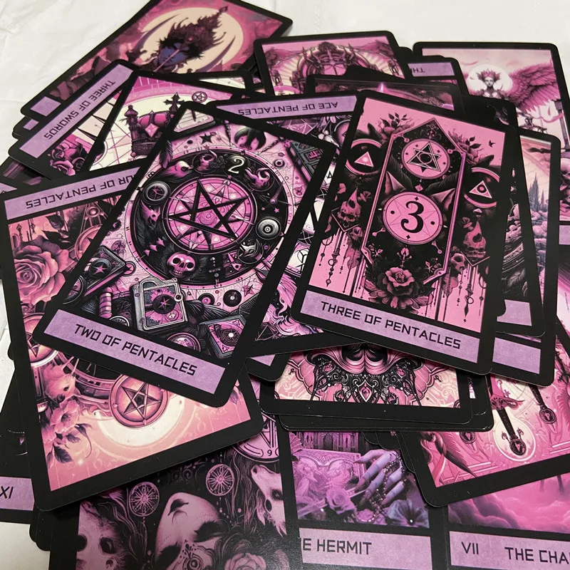 Pink Gothic Tarot Deck 78 cards English For Family Party High Quality Fortune Telling Divination Tarot Cards Deck Board Game
