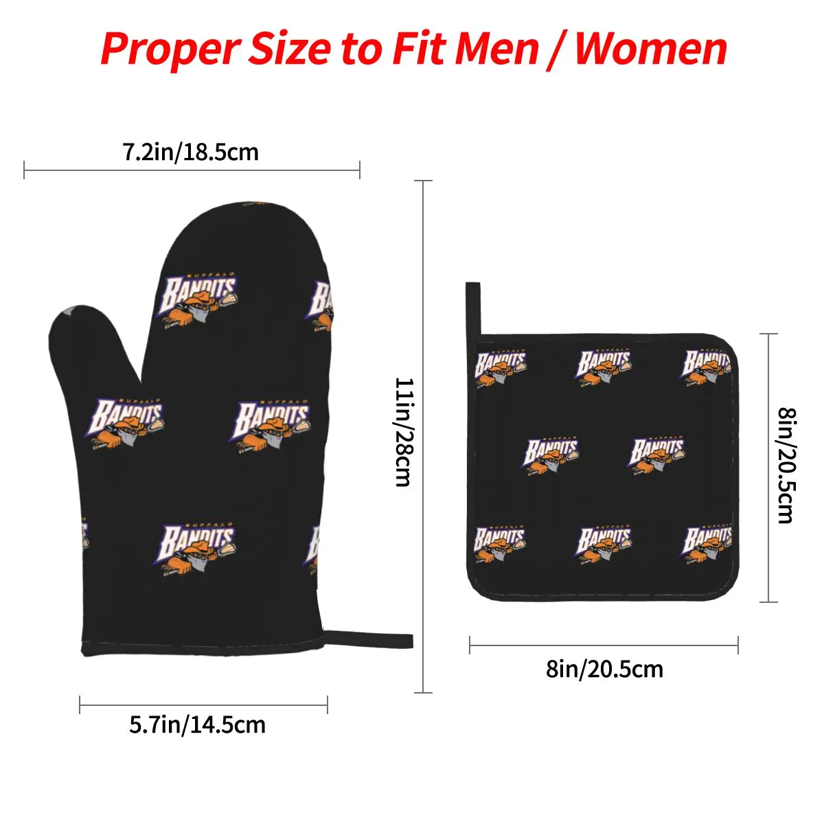 Buffalo Bandits Oven Mitts and Pot Holder Sets of 4 for Baking Kitchen Cooking BBQ Resistant Non-Slip Gloves