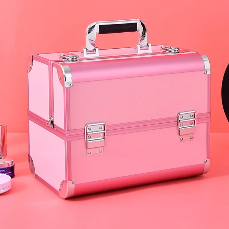 

Portable Makeup Case Large Capacity Aluminum Alloy Suitcase Professional Cosmetic Bag for Makeup Artists Durable Storage.