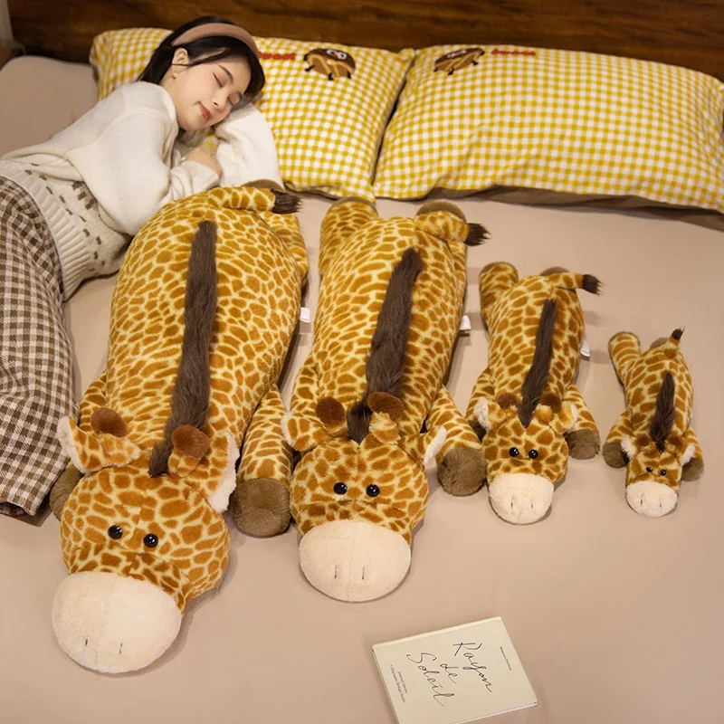 Juguete de peluche de jirafa esponjosa gigante, muñeco de peluche de Animal bonito, almohada para dormir, alfombrilla, regalo de cumpleaños Ideal para niñas