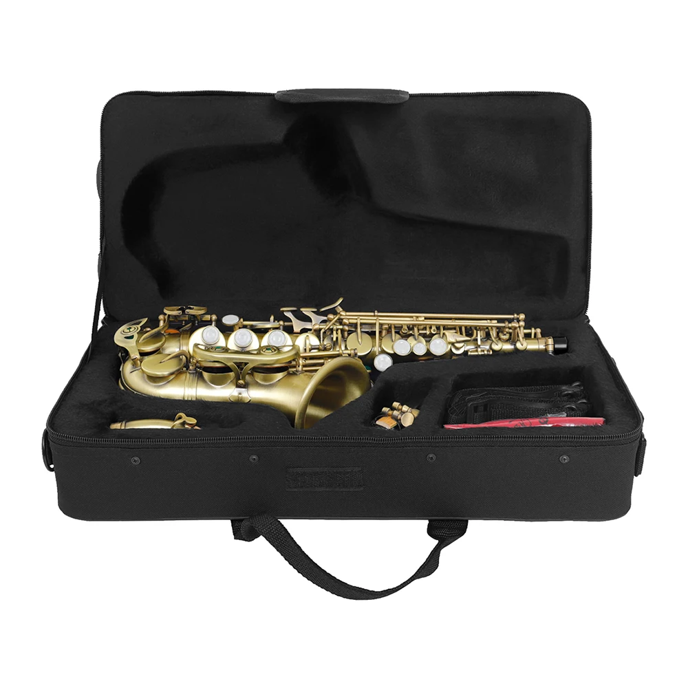 Bb Soprano Saxophone  Antique Carved Pattern White Fish Shell Button Sax with Case Cleaning Cloth Reed Accessories